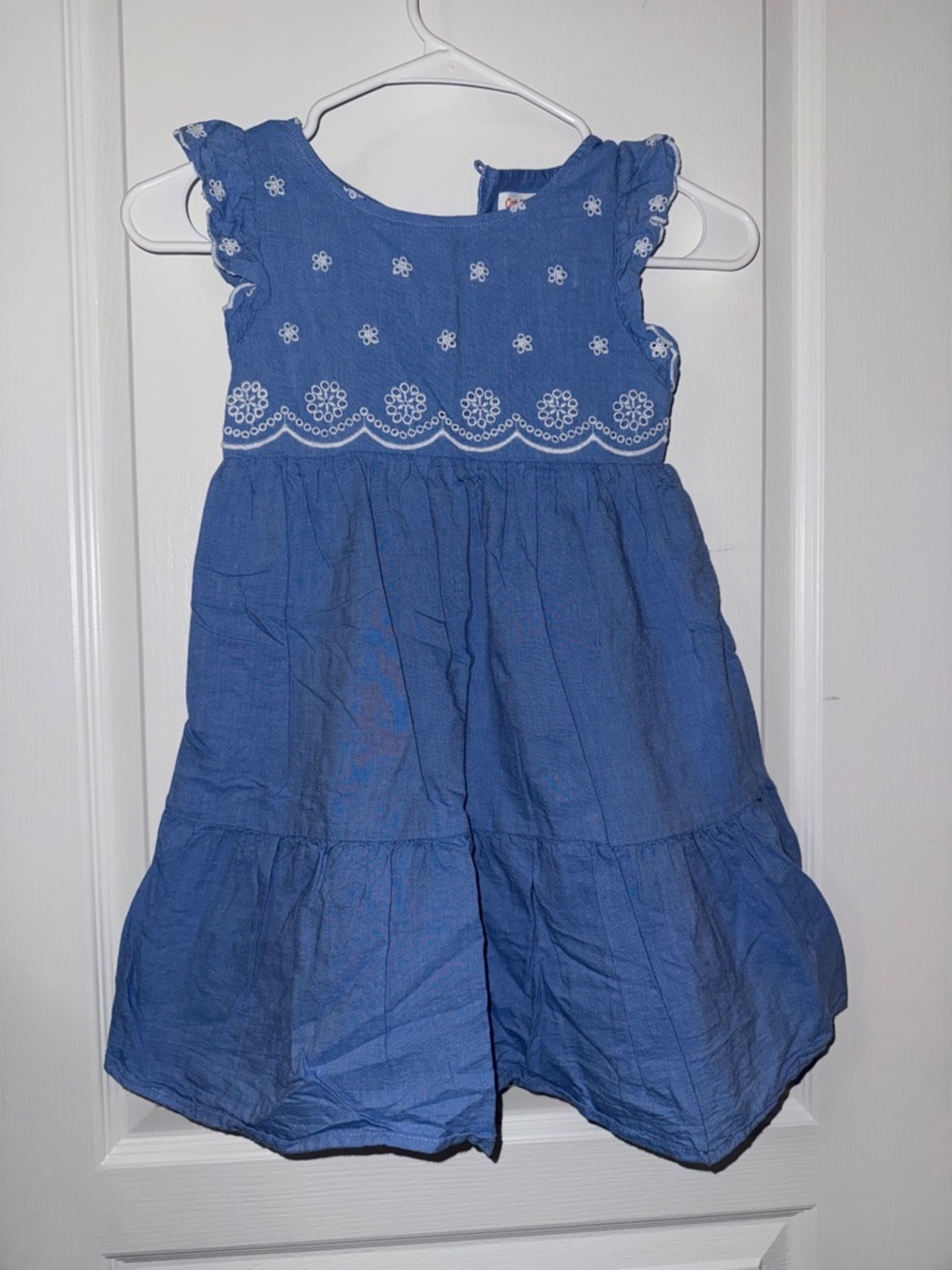 Cat & Jack Blue Embroidered Flutter-Sleeve Dress